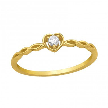 Heart - aranyozott cirkónia köves ezüst gyűrű